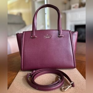 Kate Spade Margaux Satchel Merlot Burgundy Leather Tote Crossbody Bag EUC